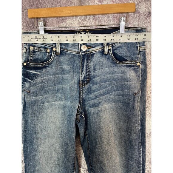 Rods.com Jeans Women 9/10 x 34 Blue Distressed Western Rodeo Embroidered Studded - Picture 4 of 13